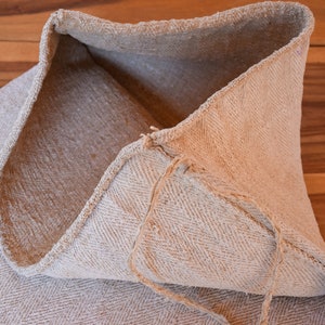 Heavy Nubby Antique Rustic Hemp Grain Sack Bag Feedsack Herringbone Homespun Farmhouse Country Upholstery Fabric Organic Primitive