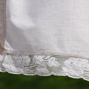 Antique French Fabulous Lace Kitchen Coffee Curtain Brise-Bise C 1900 Flower Rose Patterns Handmade Home Decor Romantic Country Style Rustic