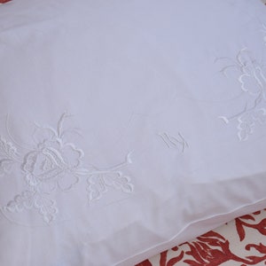 Pair of Pillowcases Pillow Sham Antique Vintage Linen KU KV Monogram Bedding Cushion Cover Pillow Case White Lace HandMade Romantic Home