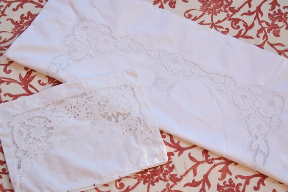 French 2 Pillowcases Antique Richelieu Richelieu Pure Linen Pillowcase