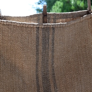 Very Heavy Nubby Herringbone Grainsack Antique Rustic Hemp Grain Sack Bag Feedsack Homespun Farmhouse Coarse Upholstery Fabric Organic Linen