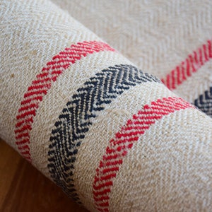Heavy Nubby 4 m (Price /Bolt) Stair /Table Runner Bolt Roll Antique Rustic Grain Sack Fabric Hemp Homespun Organic Herringbone Farmhouse