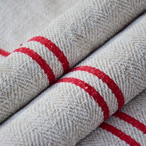 Heavy Nubby Herringbone Antique Rustic Hemp Grain Sack Bag Feedsack Homespun Coarse Farmhouse Country Upholstery Fabric Organic Old