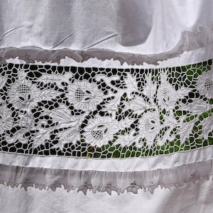 RARE Richelieu Linen Curtain Antique Handmade Needlework Lace Valance Curtain Home Decor Romantic Country Style Rustic Old