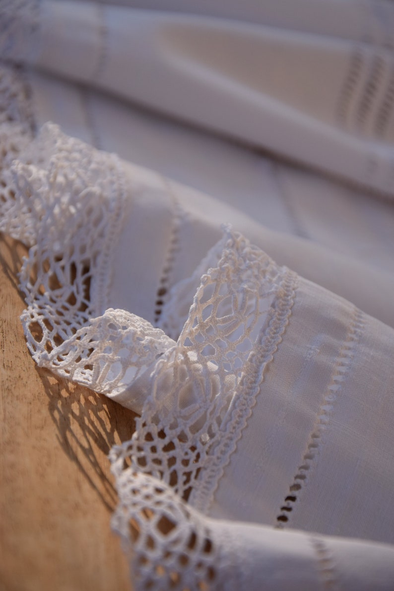 Pair of Linen Sheets Antique Romantic Lace Fabulous French HR Monogram C 1910 Material Organic Upholstery Square Embroidered Home Decor