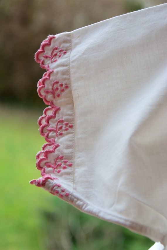 Antique French Pure Linen Nightgown Handmade Pink… - image 4