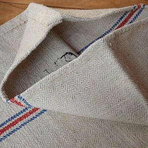 Heavy Nubby Herringbone Antique Rustic Hemp Grain Sack Bag Feedsack Homespun Farmhouse Country Upholstery Fabric Organic Old Farmhouse