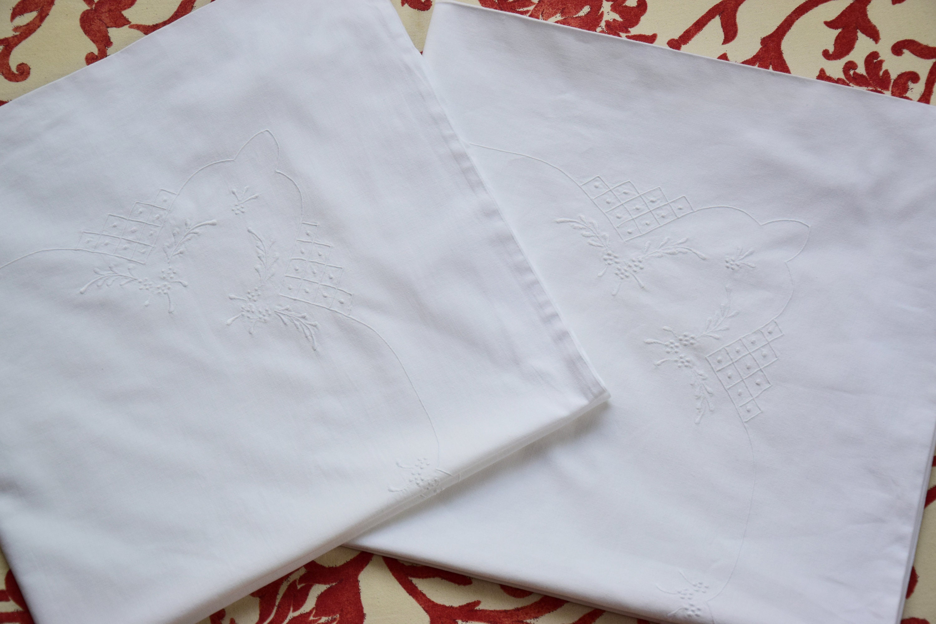 Pair Pillowcases Sham Antique Vintage Linen Bedding Cushion Etsy UK