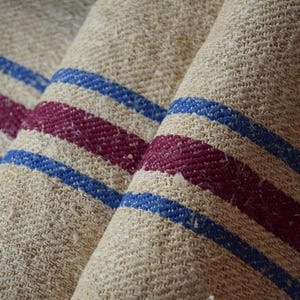 Very Heavy Nubby Herringbone Antique Rustic Hemp Grain Sack Bag Feedsack Homespun Farmhouse Country Upholstery Fabric Old Farmhouse