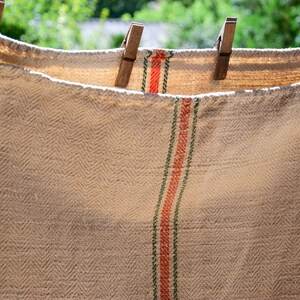 Heavy Nubby Grainsack Herringbone Antique Rustic Hemp Grain Sack Bag Feedsack Homespun Farmhouse Pillow Upholstery Fabric Organic Linen Old