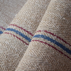 Very Heavy Nubby Herringbone Antique Rustic Hemp Grain Sack Bag Feedsack Homespun Farmhouse Country Upholstery Fabric Old Farmhouse