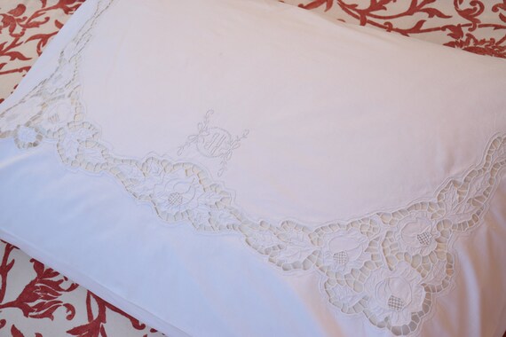 French 2 Pillowcases Antique Richelieu Richelieu Pure Linen Pillowcase