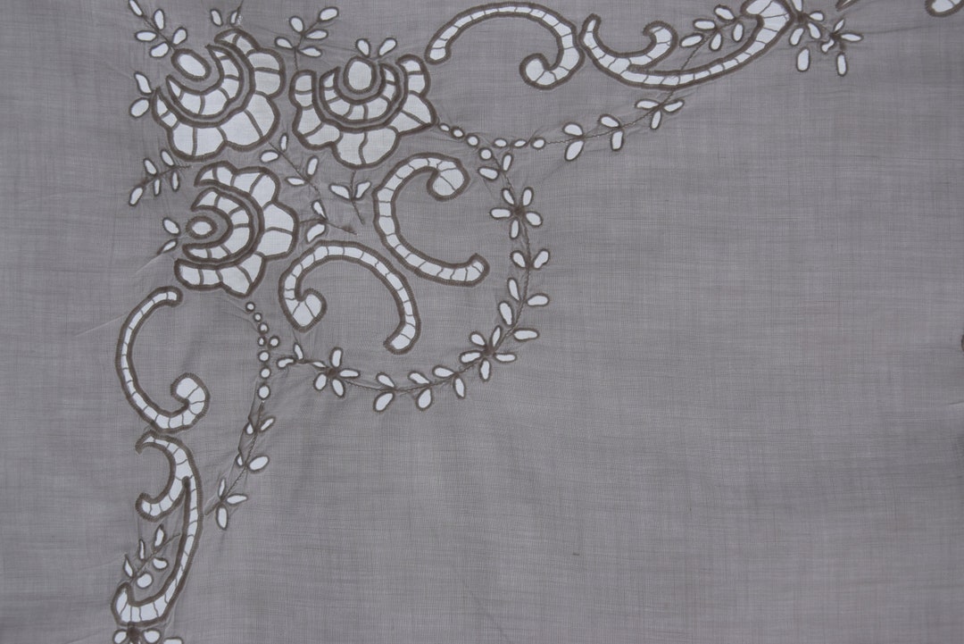 Antique French Pair Richelieu Embroidered Linen Pillowcase Etsy