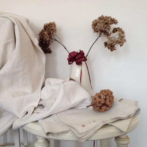 ナビーアンティーク素朴な純粋な麻のテーブルクロス フランスのホーム