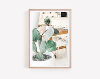 Mykonos Greece Summer, Printable Art, Printable Wall Art, Greece Print, Mykonos Digital Print, Cactus Print Minimal Photography