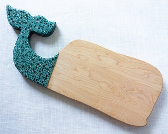 Whale Cutting Board - Resin Cheese Board - Wood Serving Board - Charcuterie Board