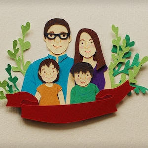 Retrato de papel personalizado, ilustração de desenho animado