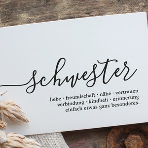 Postkarte mit Schriftzug "schwester" | Geschenkidee, Grußkarte, Geburtstag, Karte