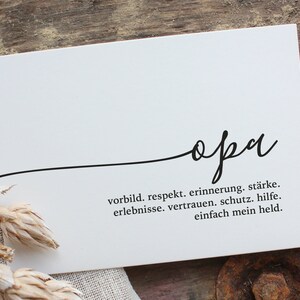 Postkarte mit Schriftzug "opa" | Geschenkidee, Grußkarte, Geburtstag, Karte, liebe Worte, Liebesbrief, Dankeskarte