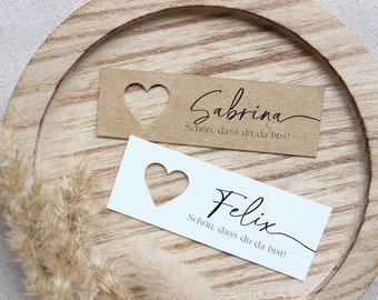 10 pcs place cards | Name tags table decoration, wedding stationery in white or brown natural paper