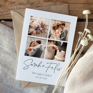 Danksagungskarte | Dankeskarte | individuelle Hochzeitspapeterie in schlichtem Design, Postkarte, mit Umschlag aus Kraftpapier