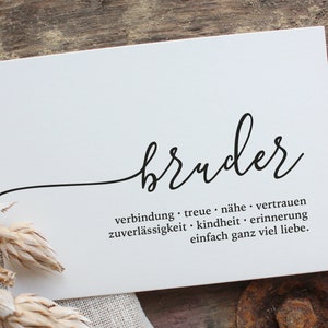 Postkarte mit Schriftzug "bruder" | Geschenkidee, Grußkarte, Geburtstag