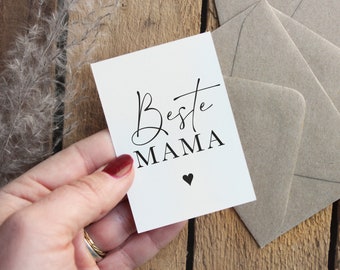 Miniature Map | BEST MAMA, with brown envelope, A8 postcard, miniature