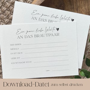 Cartes de vœux pour les jeunes mariés | Télécharger le fichier pour impression, cadeaux d'invités de mariage, cartes postales A6, cartes de vœux, livre d'or