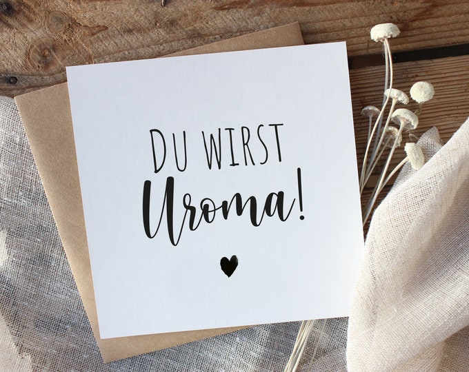 Du wirst Uroma Du wirst Uropa handgemachte Grußkarte für Baby, Geburt