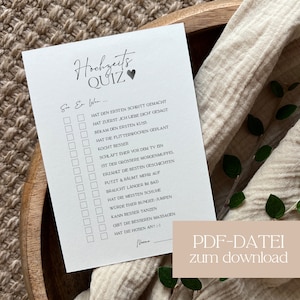 Wedding quiz | A4 download file to print, game for wedding party, guests, gifts, souvenir, gift idea, wedding game