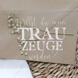 Willst du mein Trauzeuge werden? | Acrylglas-Postkarte mit weißer Schrift, besondere Optik, JGA, Hochzeit, Papeterie