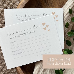 Cartes de vœux d’anniversaire | Télécharger fichier à imprimer, coeur, fête d'anniversaire, A6, cartes de voeux, jeu de société, rappel
