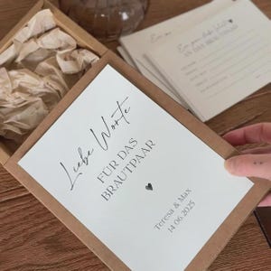 Printed wish cards | Wedding questions for the bride and groom and wedding guests, congratulatory cards, wedding questions to fill out as a guest book Personalisierte Box