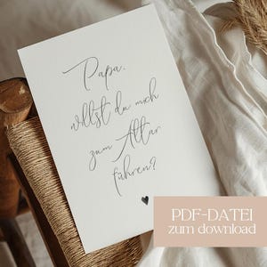 Papa, willst du mich zum Altar führen? | Download-Datei zum ausdrucken, A6 Postkarte als PDF, Hochzeit, Trauung, Papeterie für Brautvater