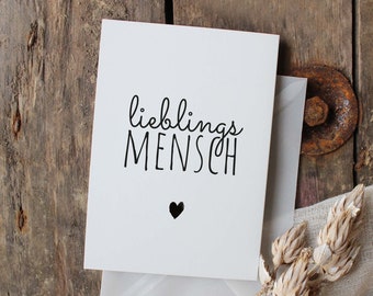 Postcard LIEBLINGSMENSCH <3 | A6 card with free back, gift insert, handlettering, heart, watercolor, clean, love letter