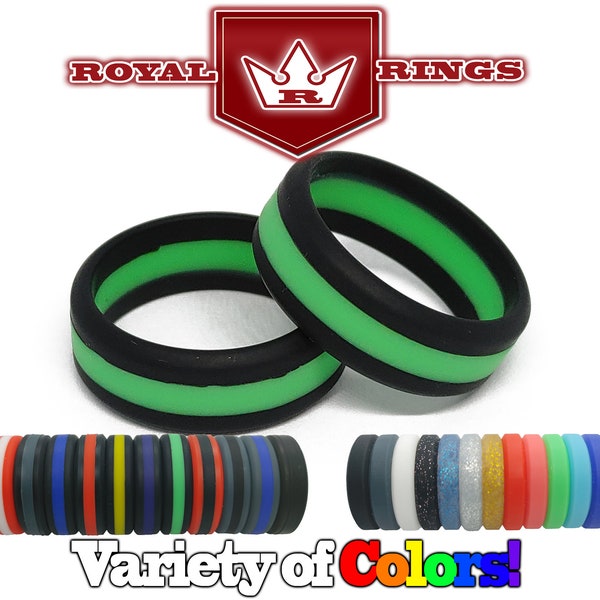 Men's Silicone Wedding Ring Active Duty Marines Fathers Gift Army Dad Anniversary Gift Honeymoon NAVY Military Gym Fitness Black & Green