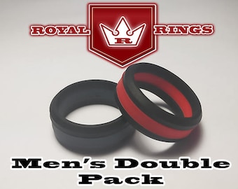 Men's Silicone Wedding Rings Double Pack Set 3 Durable Flexible Wedding Ring Band Military, Husband, Firefighter Crossfit Gym Fitness