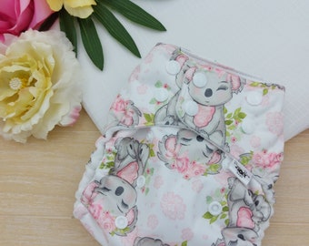 Cloth diapers, Pocket Diaper, Cloth diaper cover, Modern, Koala, Cloth diaper pattern, Washable diapers, Reusable diapers, Pink, White, Bear