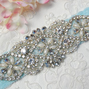 Wedding Garter, Keepsake or Toss Garter, Bridal Garter, Rhinestone Garter, Garter for Wedding, Vintage Garter, Lace Garter, Something Blue
