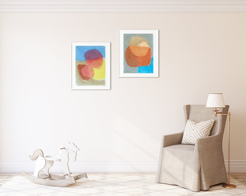 Fun Printable Wall Art Set of 2, Bright Abstract Art Modern Abstract Wall Art Digital Wall Decor Colorful Wall Art Scandinavian Decor image 6