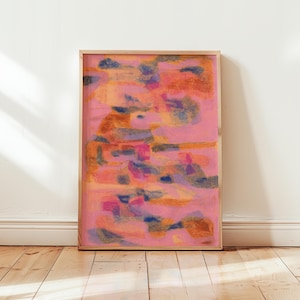 Sonnenuntergang in Sri Lanka, digitaler Download, Hot Pink Abstrakte Wandkunst, , große Ölgemälde Lebendige Farbe Wabi Sabi Farbe, Moderne Weiblichkeit