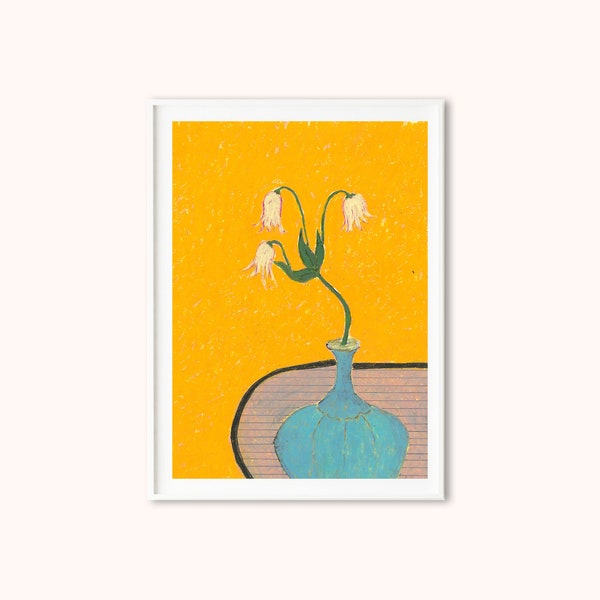 Digital Print | Eclectic Minimalist Mid Century Oil Pastel Botanical Still Life Printable Boho Vibrant Wall Art | Oil Painting