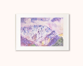 Abstract Mountain Artwork, Colorful Wall Art, Abstract Art, Acrylic Art, Illustration Art, Living Room Print, Scenery Art, Floral Art