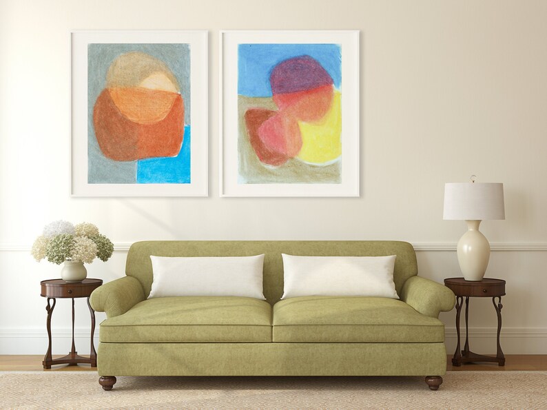 Fun Printable Wall Art Set of 2, Bright Abstract Art Modern Abstract Wall Art Digital Wall Decor Colorful Wall Art Scandinavian Decor image 7