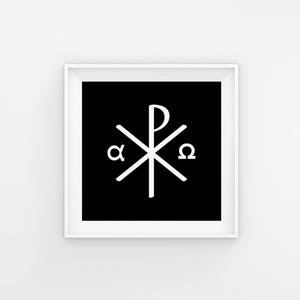 Jesus Chi Rho Symbol With Alpha and Omega Art - Minimal Christian Art ...