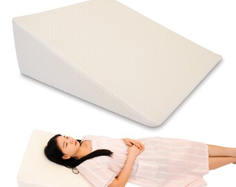 Large Acid Reflux Flex Foam Support Bed Wedge Pillow Removable Zip Quilted Cover