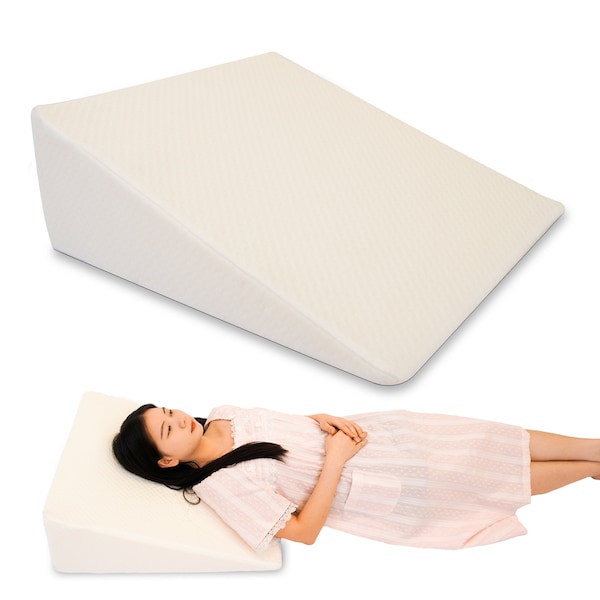 Luxury Bed Wedge Acid Reflux Pillow | Orthopaedic Shoulder/Back Support - Wedge Shaped Pillow with Soft Quilt Cover - Optimum Support