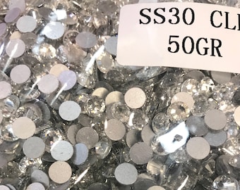 SS30 Flat Back Rhinestone -Crystal  Loose Rhinestone Packs/  High Quality Crystal-6.5mm -50 Gross