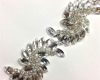 1 1/2" Crystal Beaded rhinestone trim Silver #QRGY6230