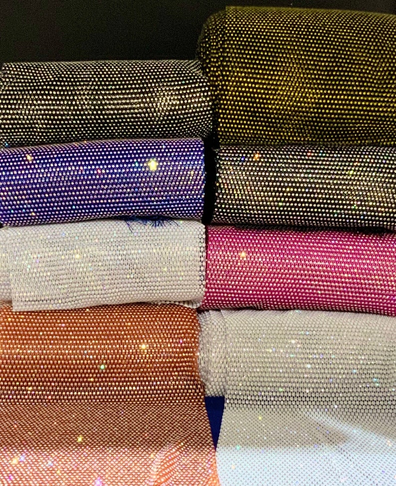 Rhinestone/ /stretch/fabric/ Rhinestone Mesh Elastic/ Etsy
